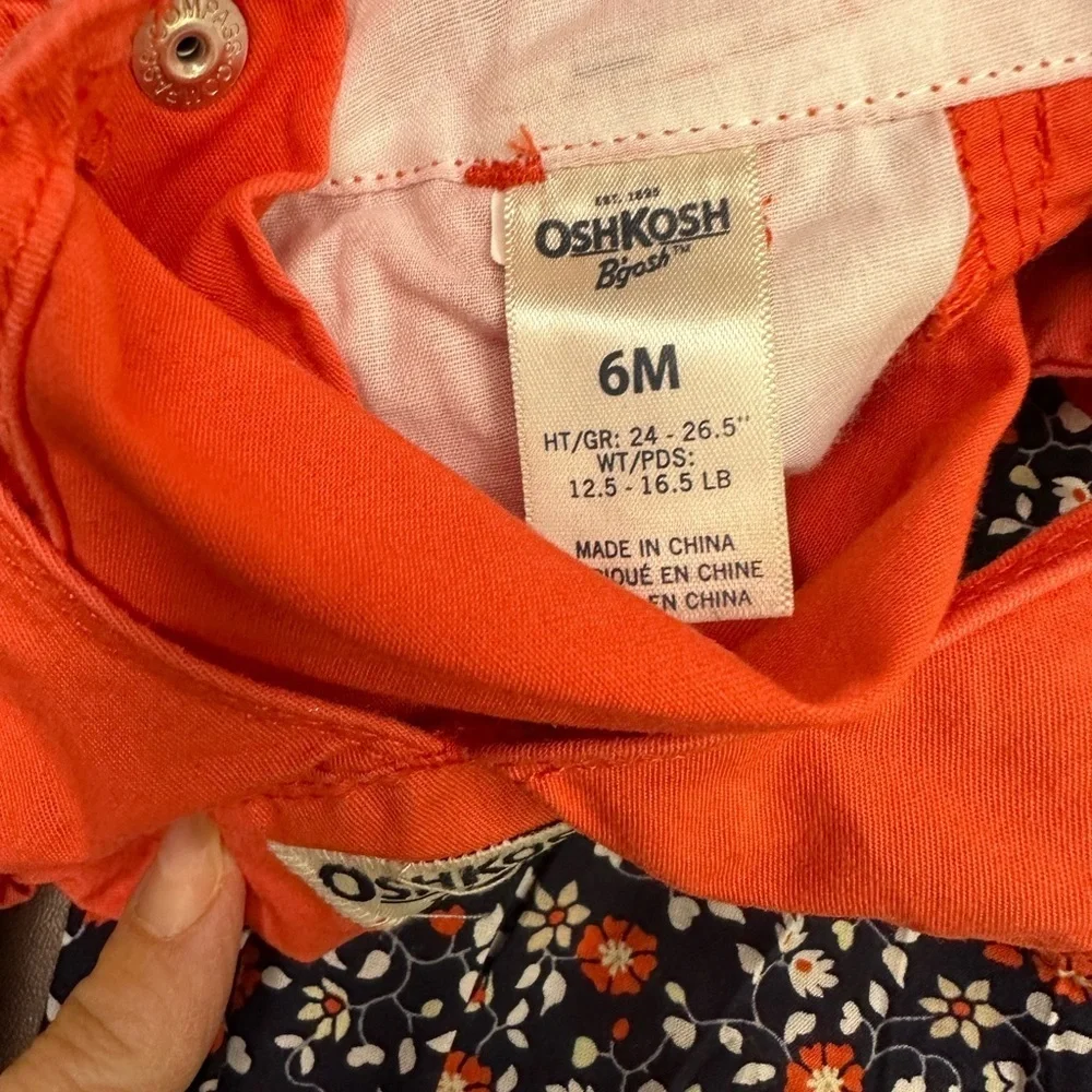 OshKosh b'gosh overalls and long sleeve onesie sz 6 mth
